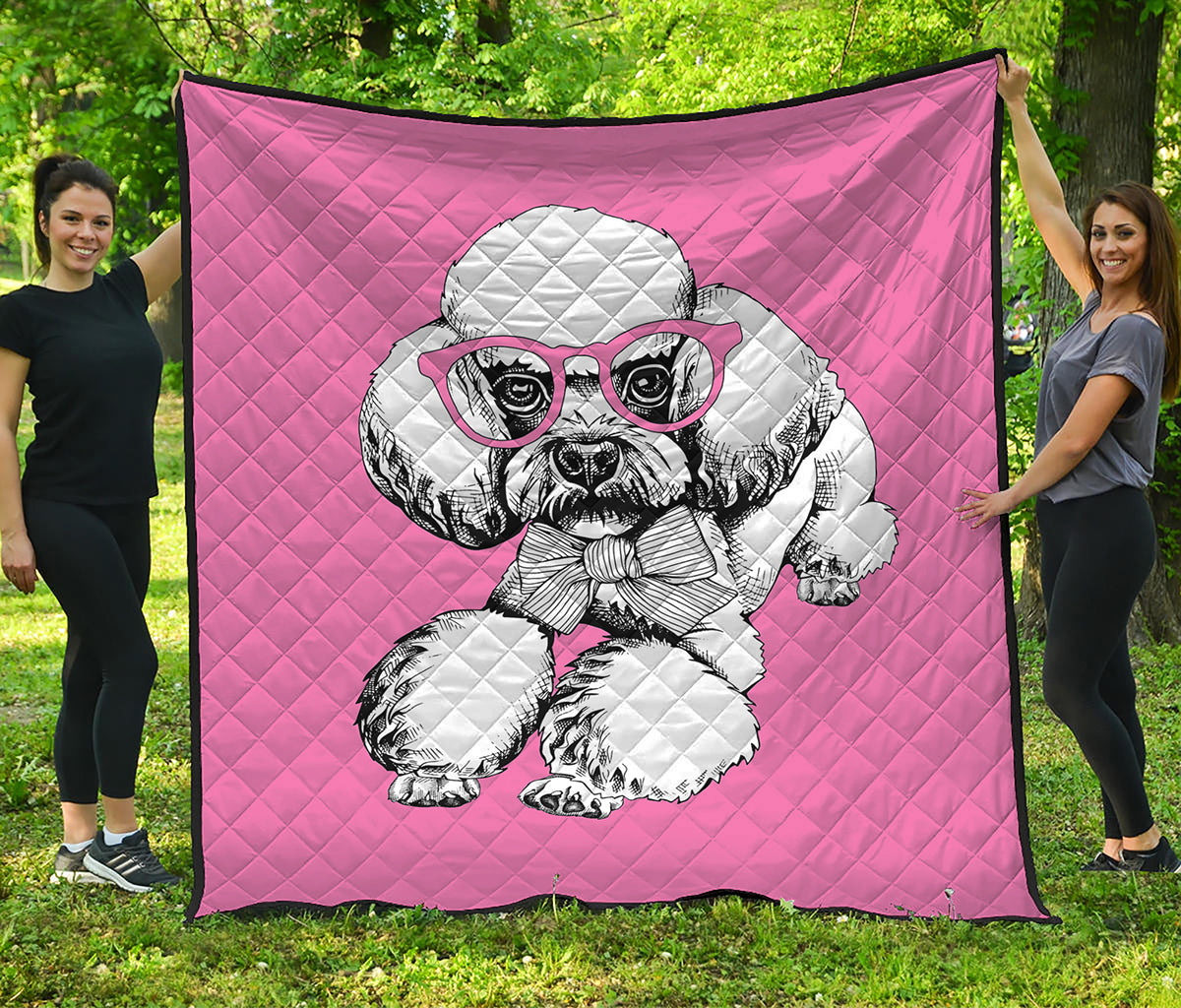 Poodle With Glasses Print Quilt
