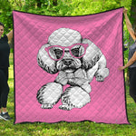 Poodle With Glasses Print Quilt