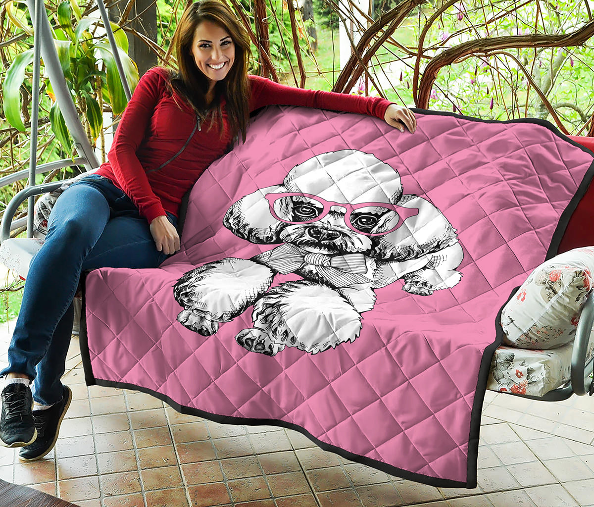 Poodle With Glasses Print Quilt