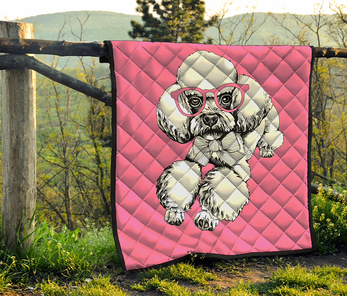 Poodle With Glasses Print Quilt
