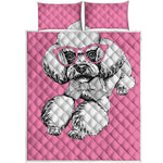 Poodle With Glasses Print Quilt Bed Set