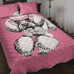 Poodle With Glasses Print Quilt Bed Set