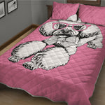 Poodle With Glasses Print Quilt Bed Set
