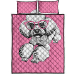 Poodle With Glasses Print Quilt Bed Set