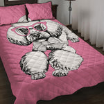 Poodle With Glasses Print Quilt Bed Set