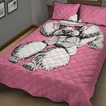 Poodle With Glasses Print Quilt Bed Set