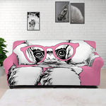 Poodle With Glasses Print Sofa Cover