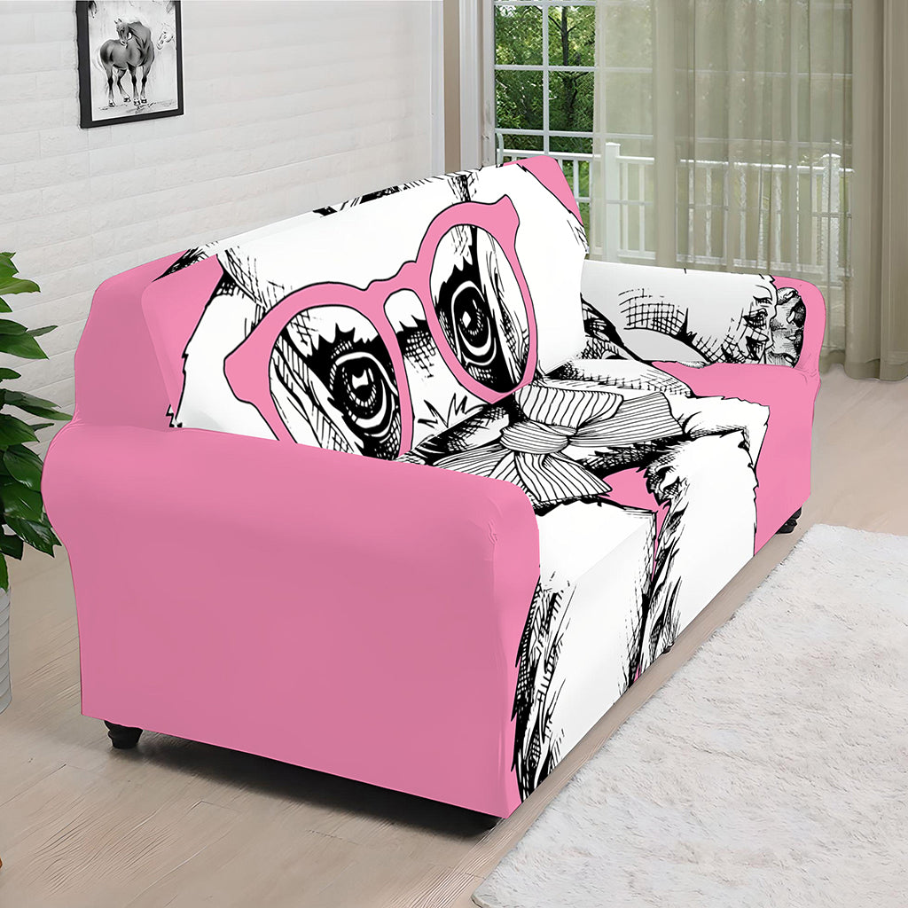 Poodle With Glasses Print Sofa Cover
