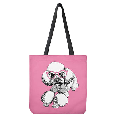 Poodle With Glasses Print Tote Bag