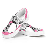 Poodle With Glasses Print White Slip On Shoes