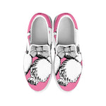Poodle With Glasses Print White Slip On Shoes
