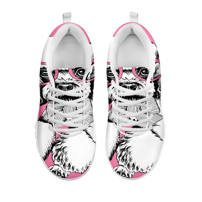 Poodle With Glasses Print White Sneakers