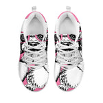 Poodle With Glasses Print White Sneakers