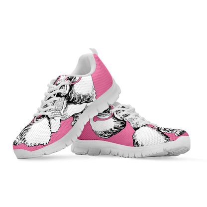 Poodle With Glasses Print White Sneakers
