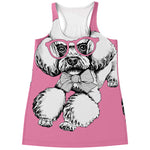 Poodle With Glasses Print Women's Racerback Tank Top
