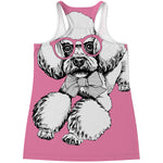 Poodle With Glasses Print Women's Racerback Tank Top