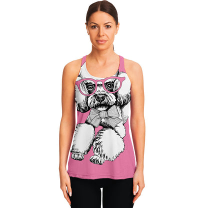 Poodle With Glasses Print Women's Racerback Tank Top
