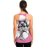 Poodle With Glasses Print Women's Racerback Tank Top