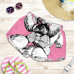 Poodle With Glasses Print Women's Shorts