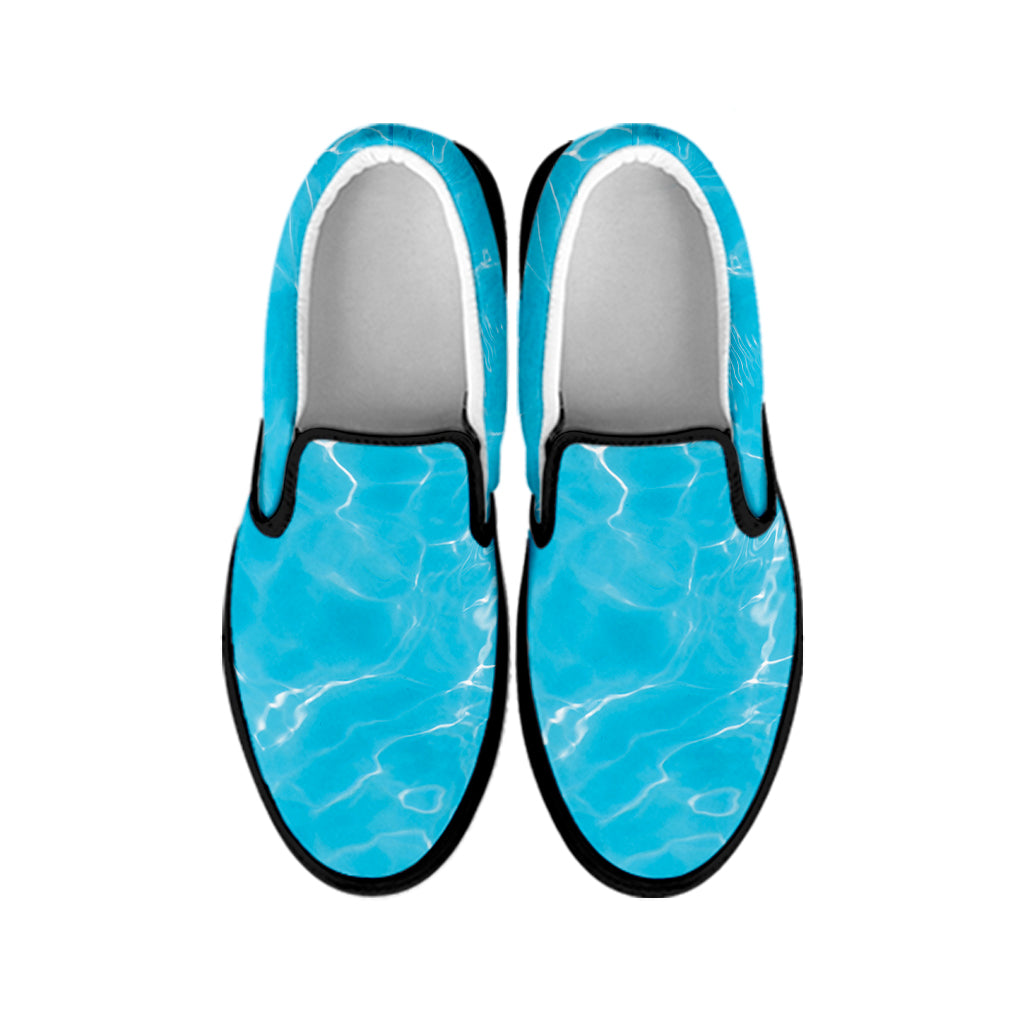 Pool Water Surface Print Black Slip On Shoes