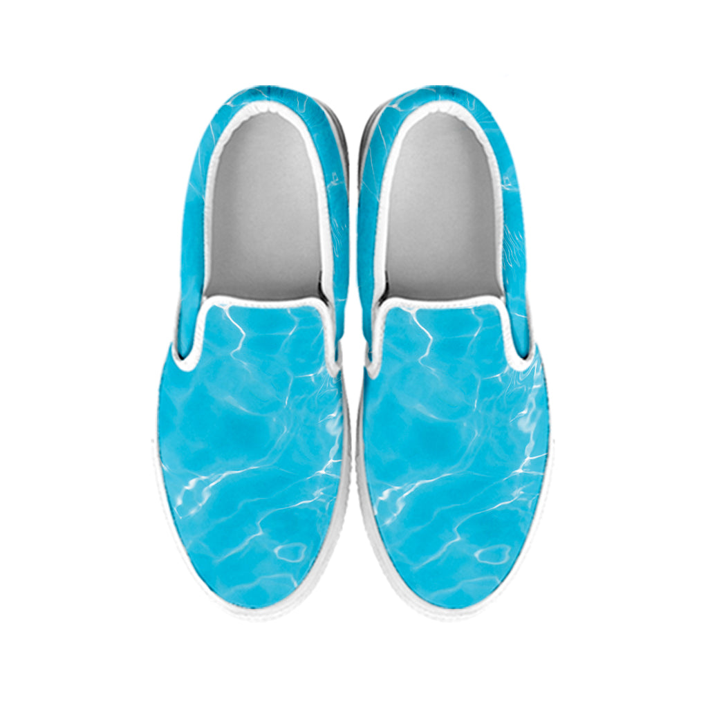 Pool Water Surface Print White Slip On Shoes