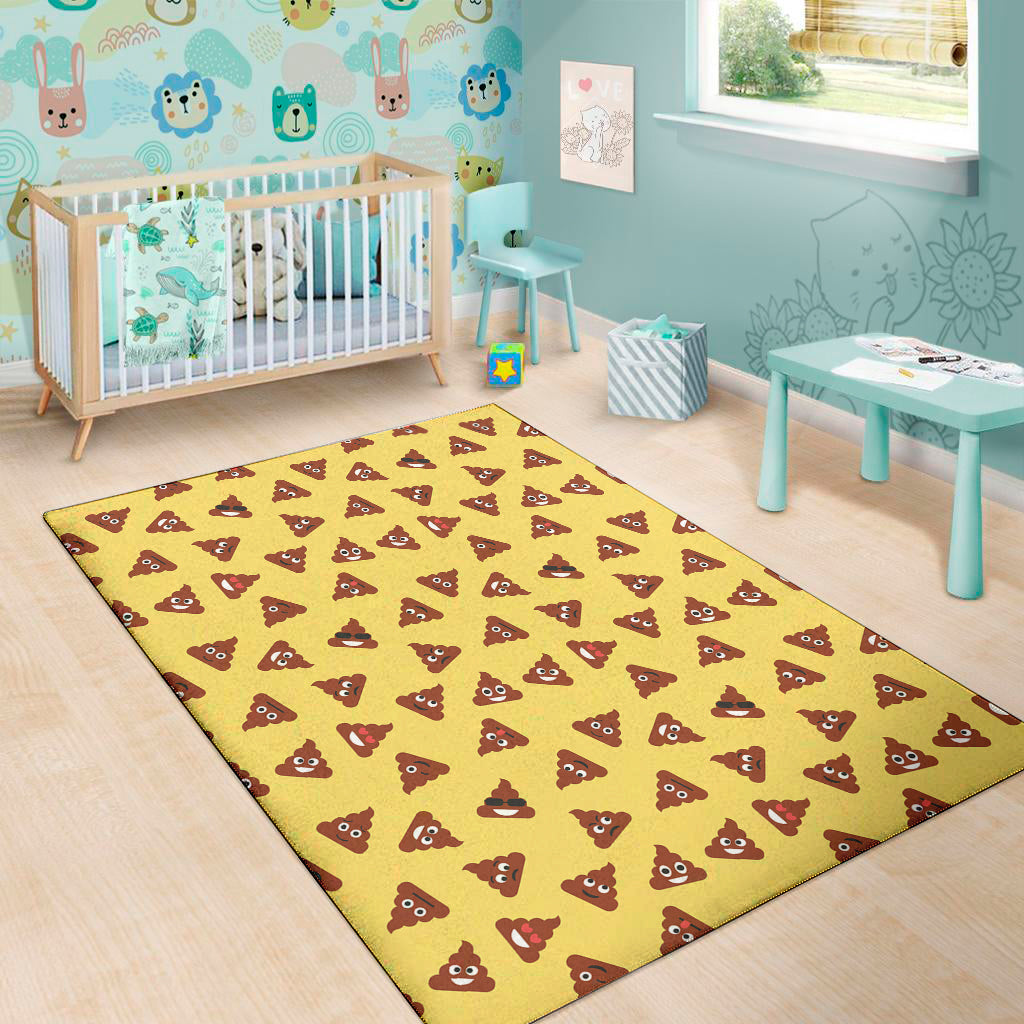 Poop Emoji Pattern Print Area Rug