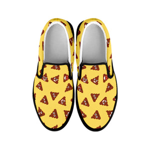 Poop Emoji Pattern Print Black Slip On Shoes