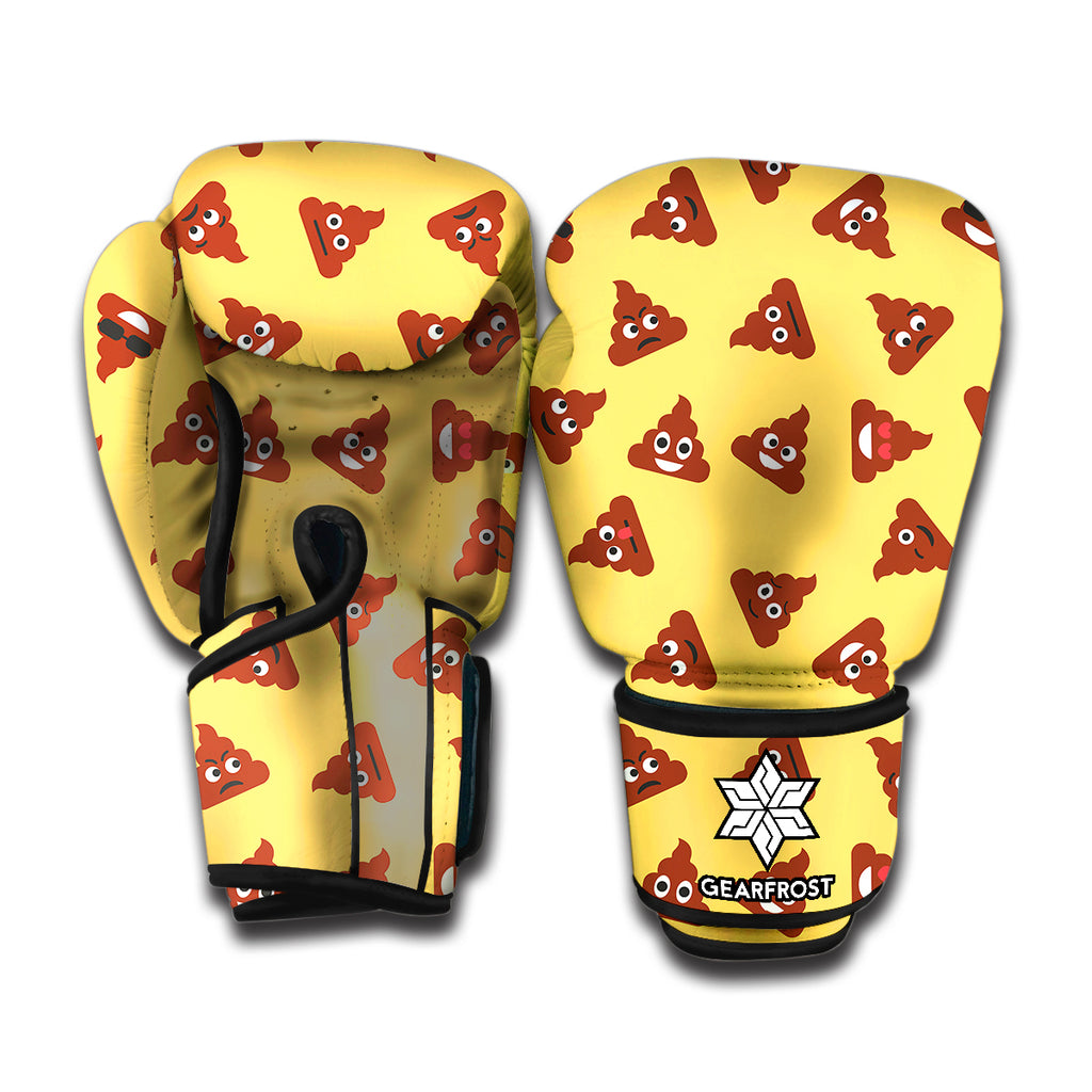 Poop Emoji Pattern Print Boxing Gloves