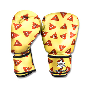 Poop Emoji Pattern Print Boxing Gloves