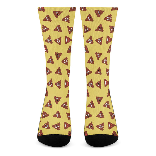 Poop Emoji Pattern Print Crew Socks