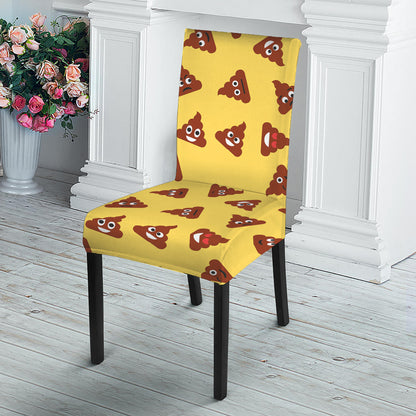 Poop Emoji Pattern Print Dining Chair Slipcover