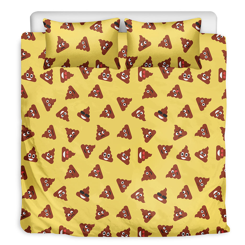 Poop Emoji Pattern Print Duvet Cover Bedding Set