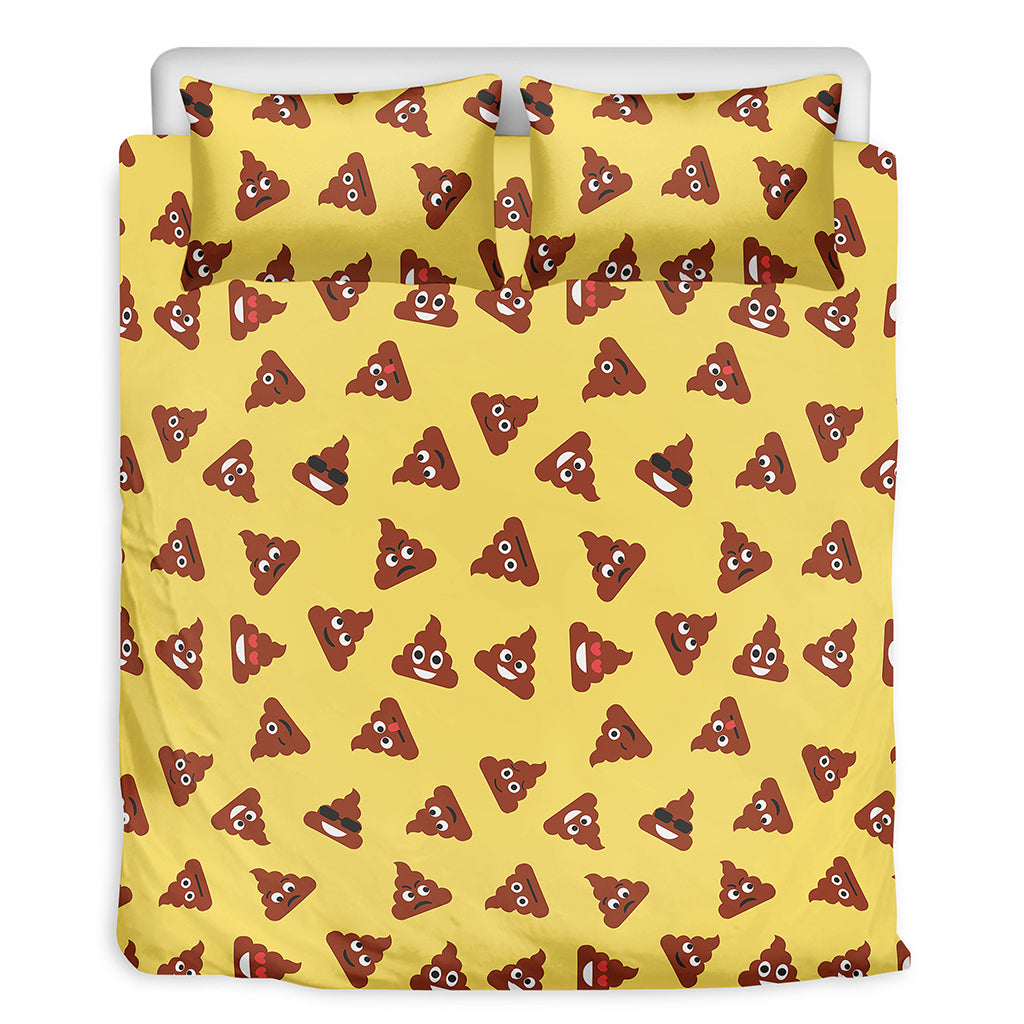 Poop Emoji Pattern Print Duvet Cover Bedding Set