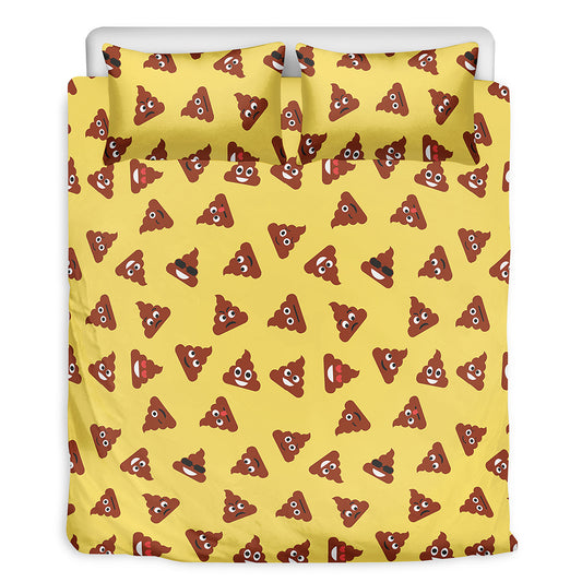 Poop Emoji Pattern Print Duvet Cover Bedding Set