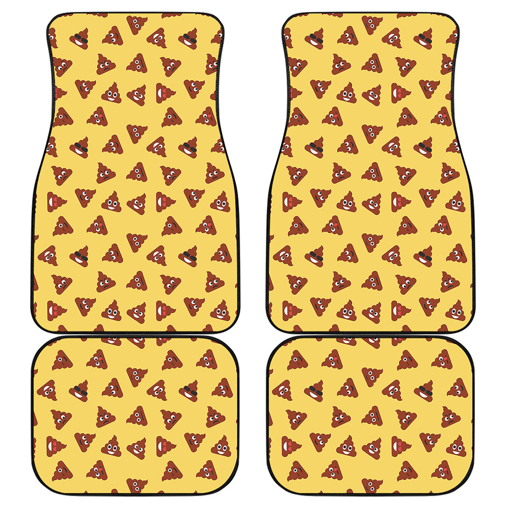 Poop Emoji Pattern Print Front and Back Car Floor Mats