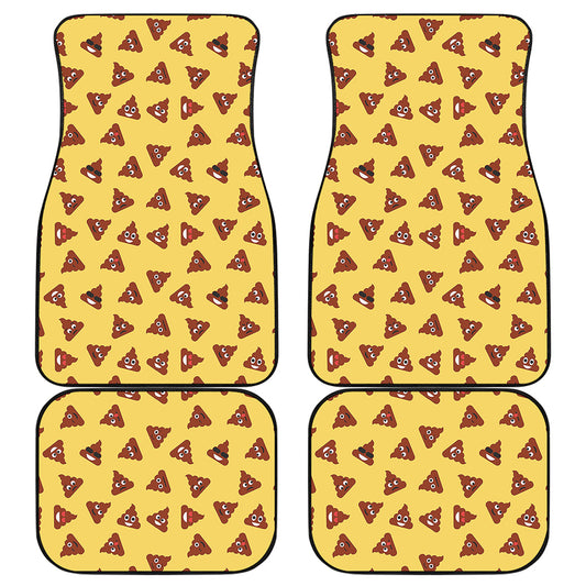 Poop Emoji Pattern Print Front and Back Car Floor Mats