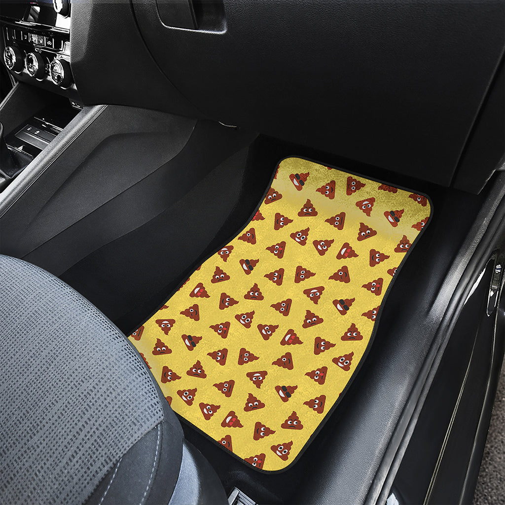 Poop Emoji Pattern Print Front and Back Car Floor Mats