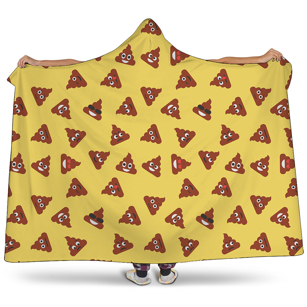 Poop Emoji Pattern Print Hooded Blanket