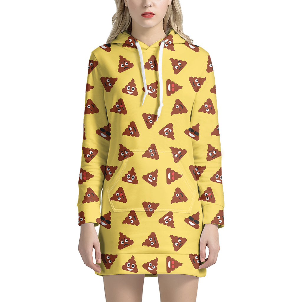 Poop Emoji Pattern Print Hoodie Dress