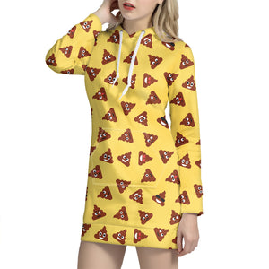 Poop Emoji Pattern Print Hoodie Dress