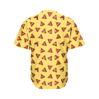Poop Emoji Pattern Print Men's Baseball Jersey