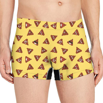 Poop Emoji Pattern Print Men's Boxer Briefs