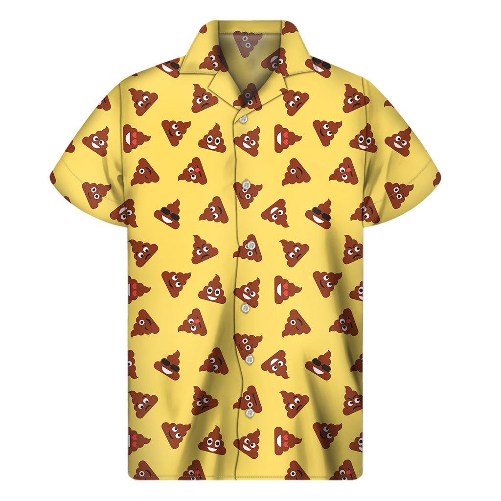 Poop Emoji Pattern Print Men's Short Sleeve Shirt