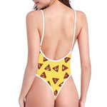 Poop Emoji Pattern Print One Piece High Cut Swimsuit