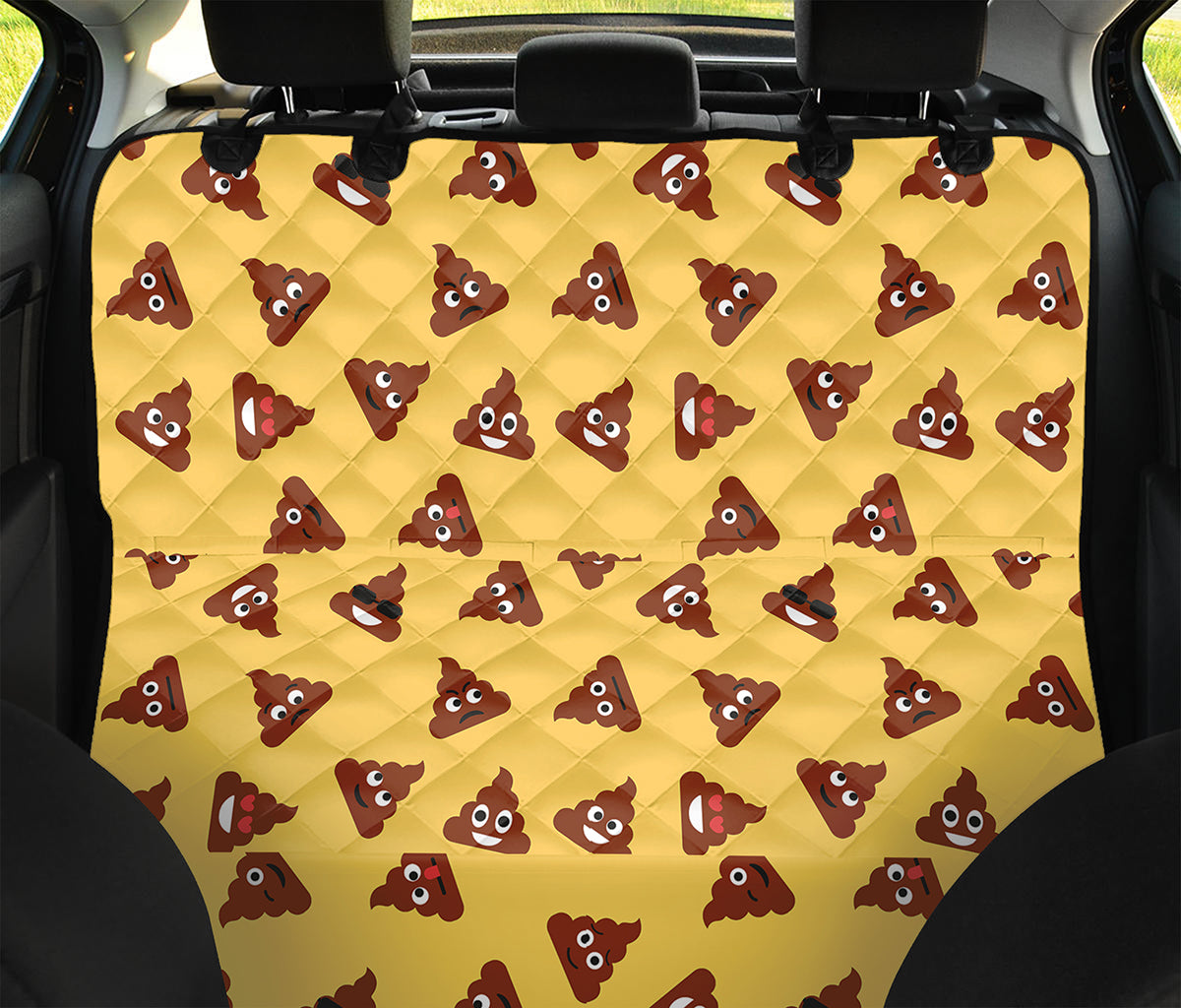 Poop Emoji Pattern Print Pet Car Back Seat Cover