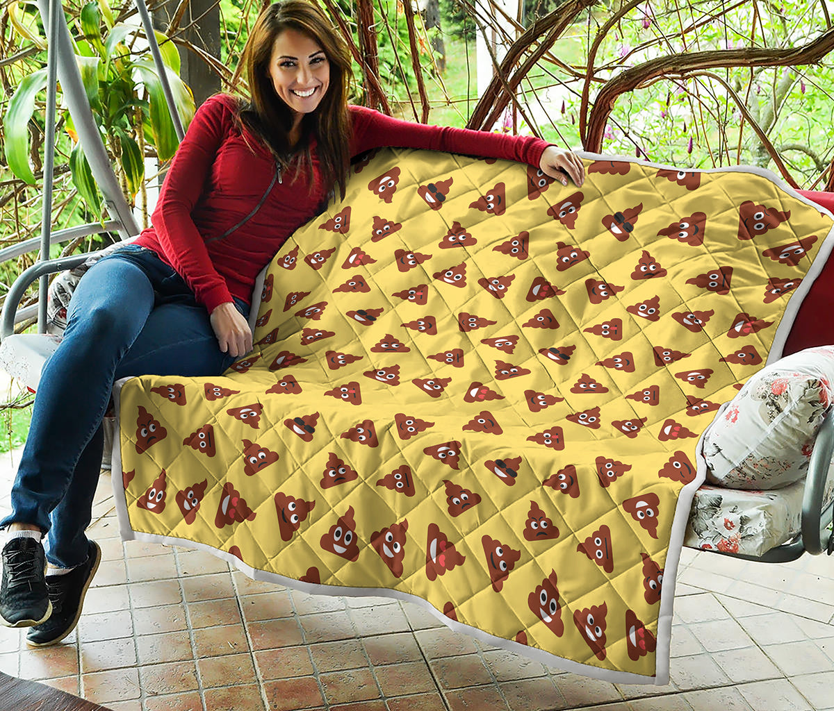 Poop Emoji Pattern Print Quilt
