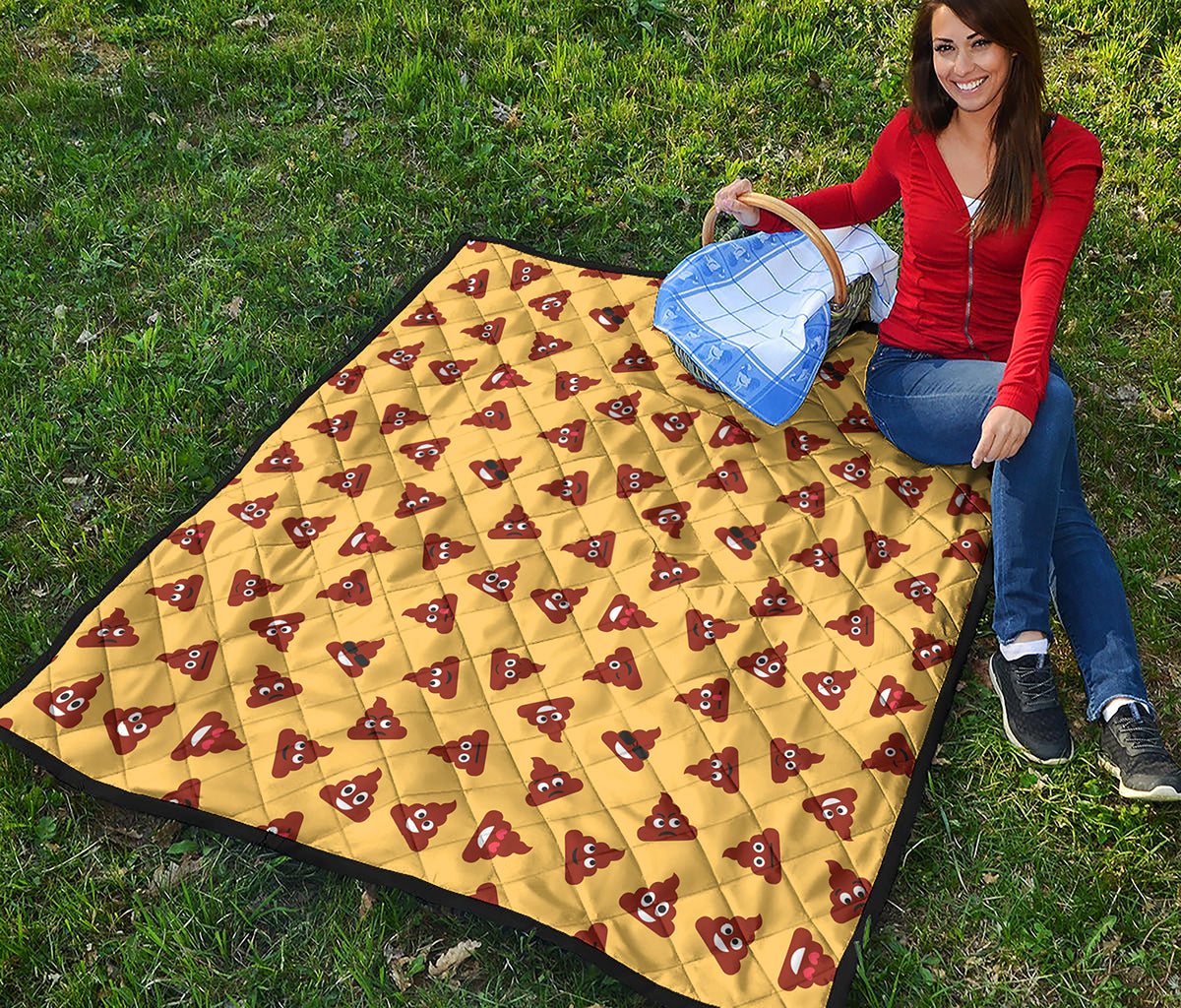 Poop Emoji Pattern Print Quilt
