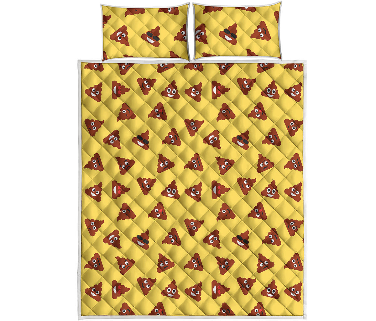 Poop Emoji Pattern Print Quilt Bed Set