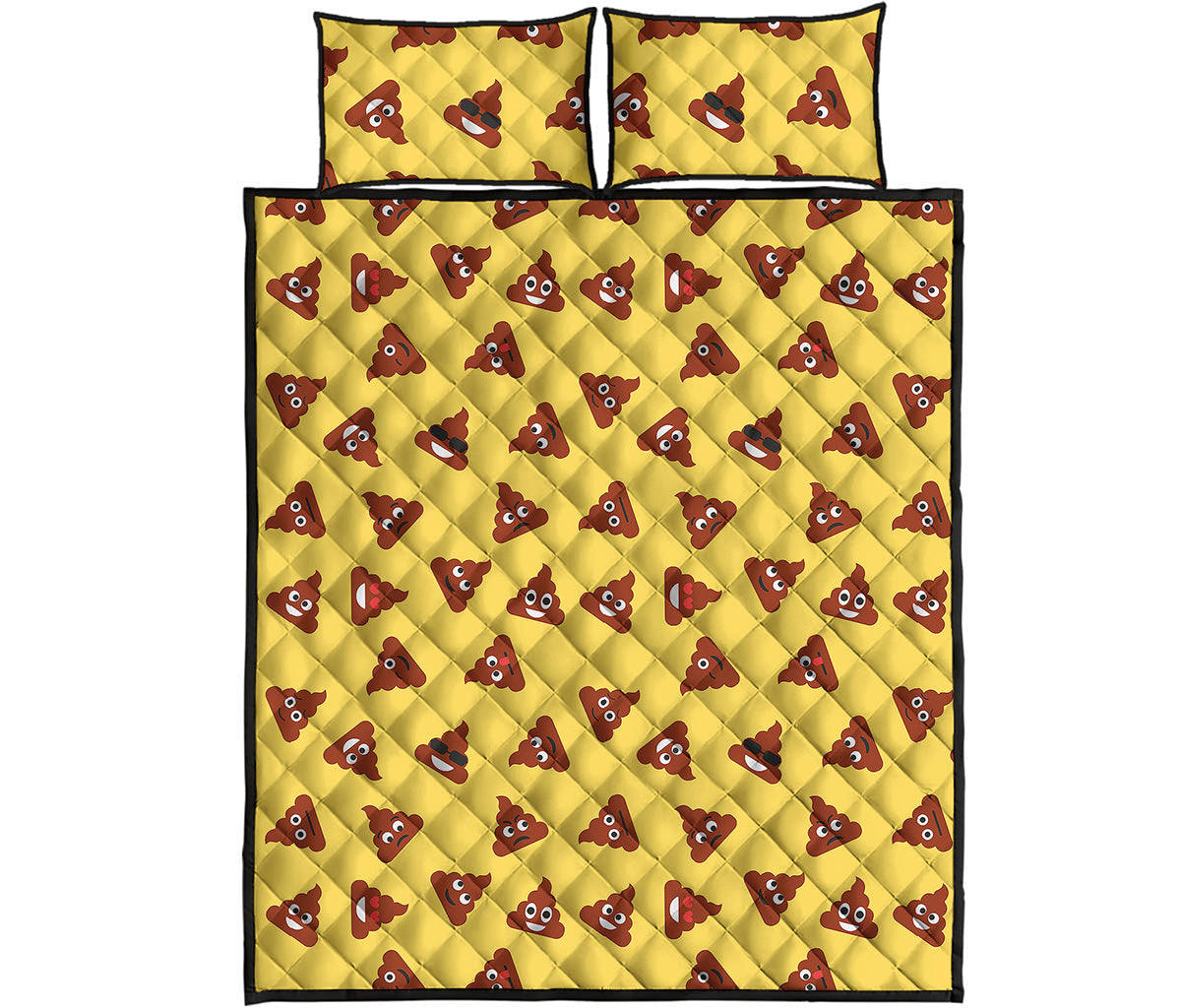 Poop Emoji Pattern Print Quilt Bed Set