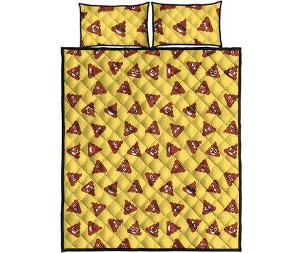 Poop Emoji Pattern Print Quilt Bed Set